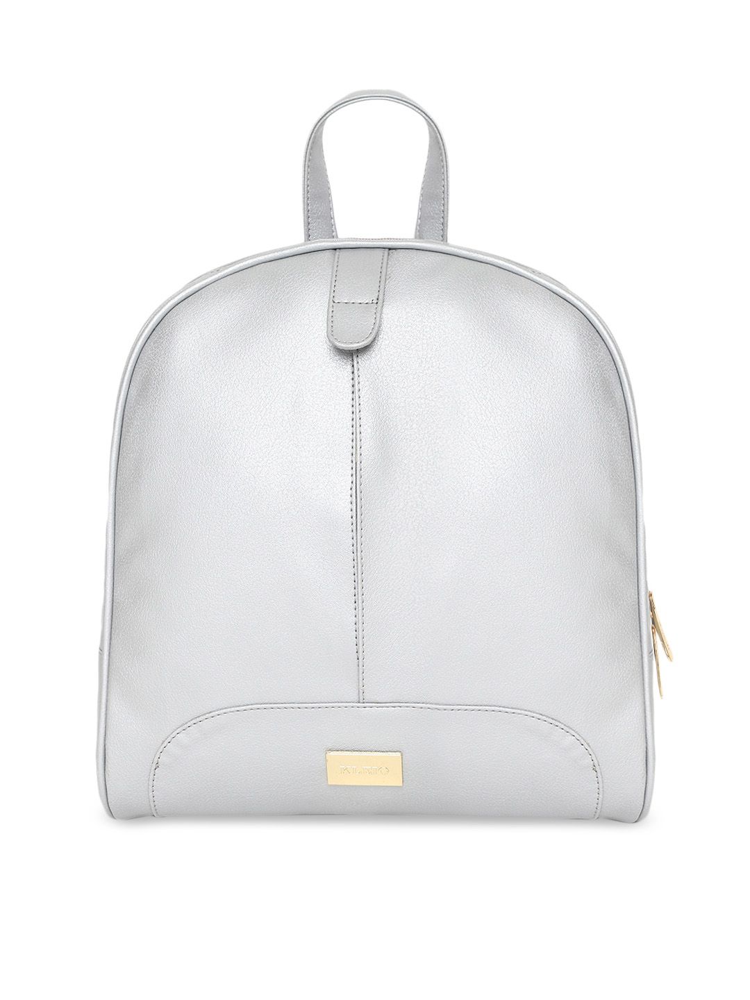 KLEIO Women Silver-Toned Solid Backpack Price in India