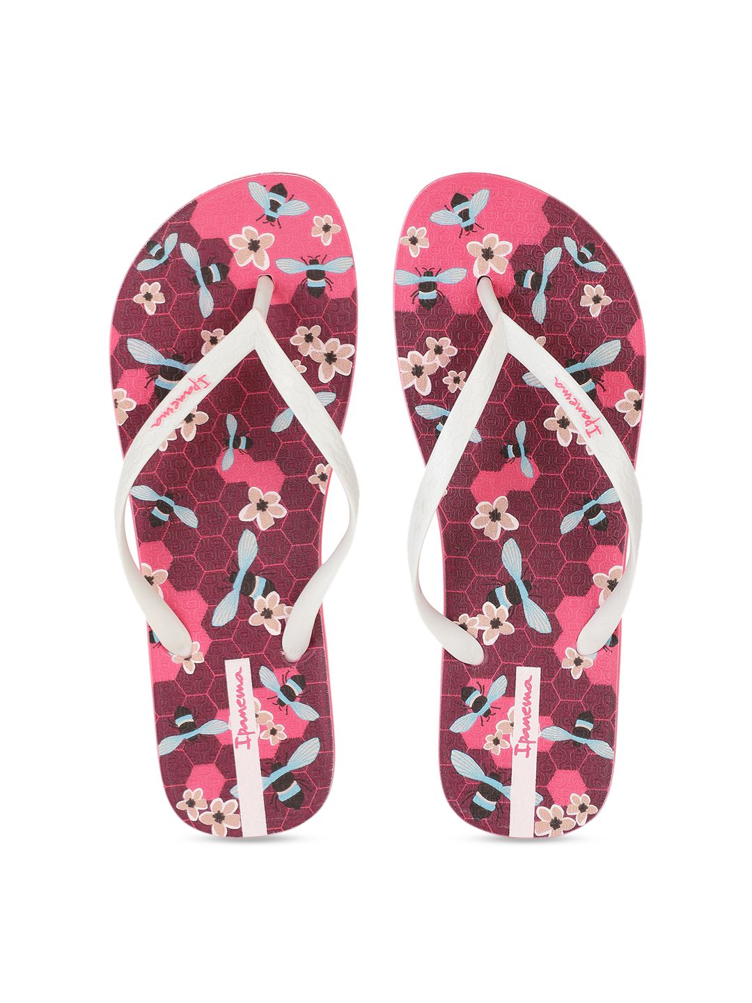 iPanema Women Pink & Maroon Printed Thong Flip-Flops Price in India