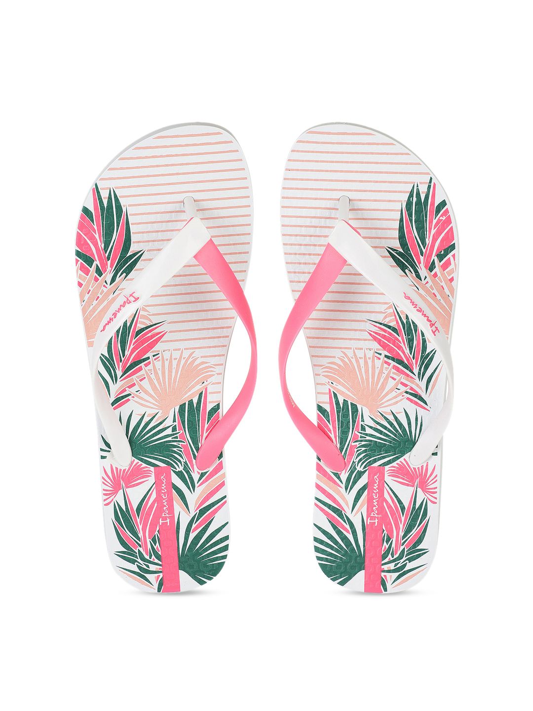 iPanema Women White & Pink Tropical Print Thong Flip-Flops Price in India