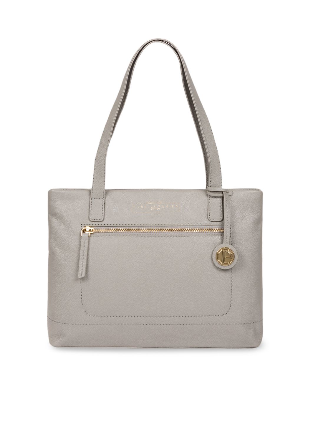 PURE LUXURIES LONDON Women Grey Solid Genuine Leather Adley Shoulder Bag Price in India