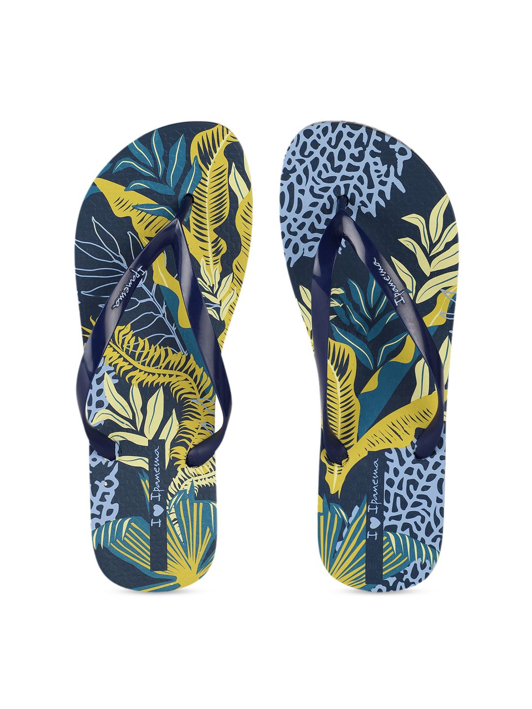 iPanema Women Blue & Yellow Printed Thong Flip-Flops Price in India