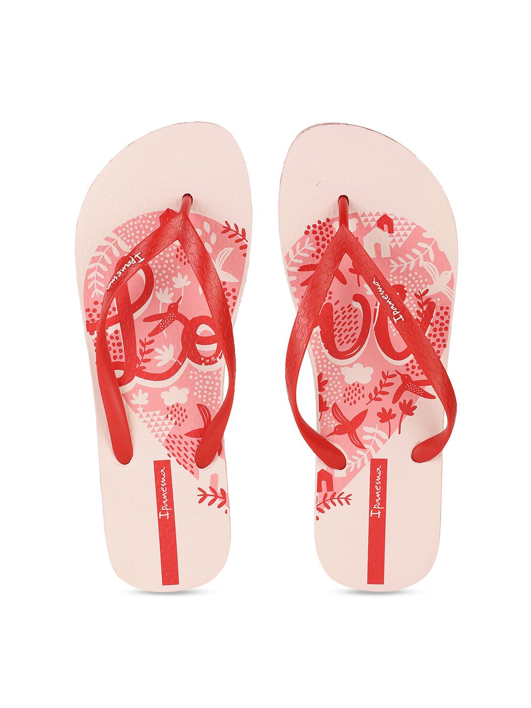 iPanema Women Red & Off-White Printed Thong Flip-Flops Price in India