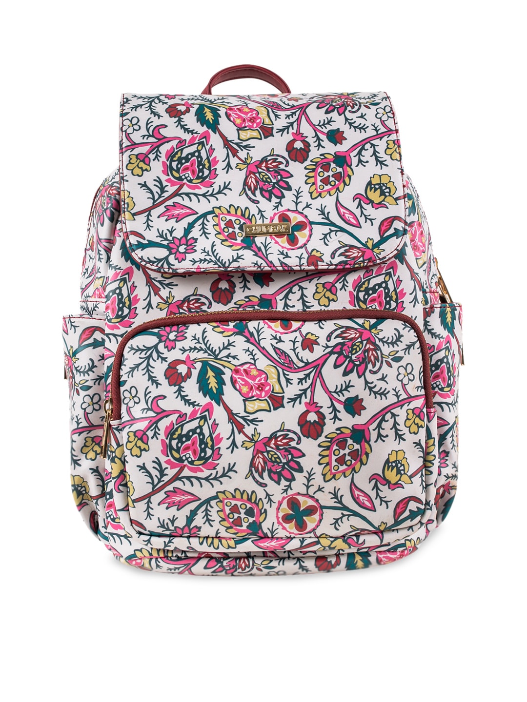 Chumbak Women White & Pink Printed Backpack Price in India