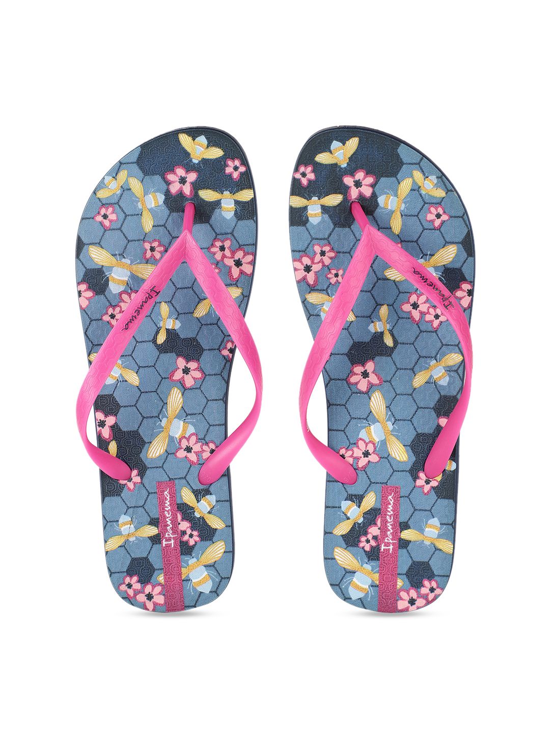 iPanema Women Pink & Blue Printed Thong Flip-Flops Price in India