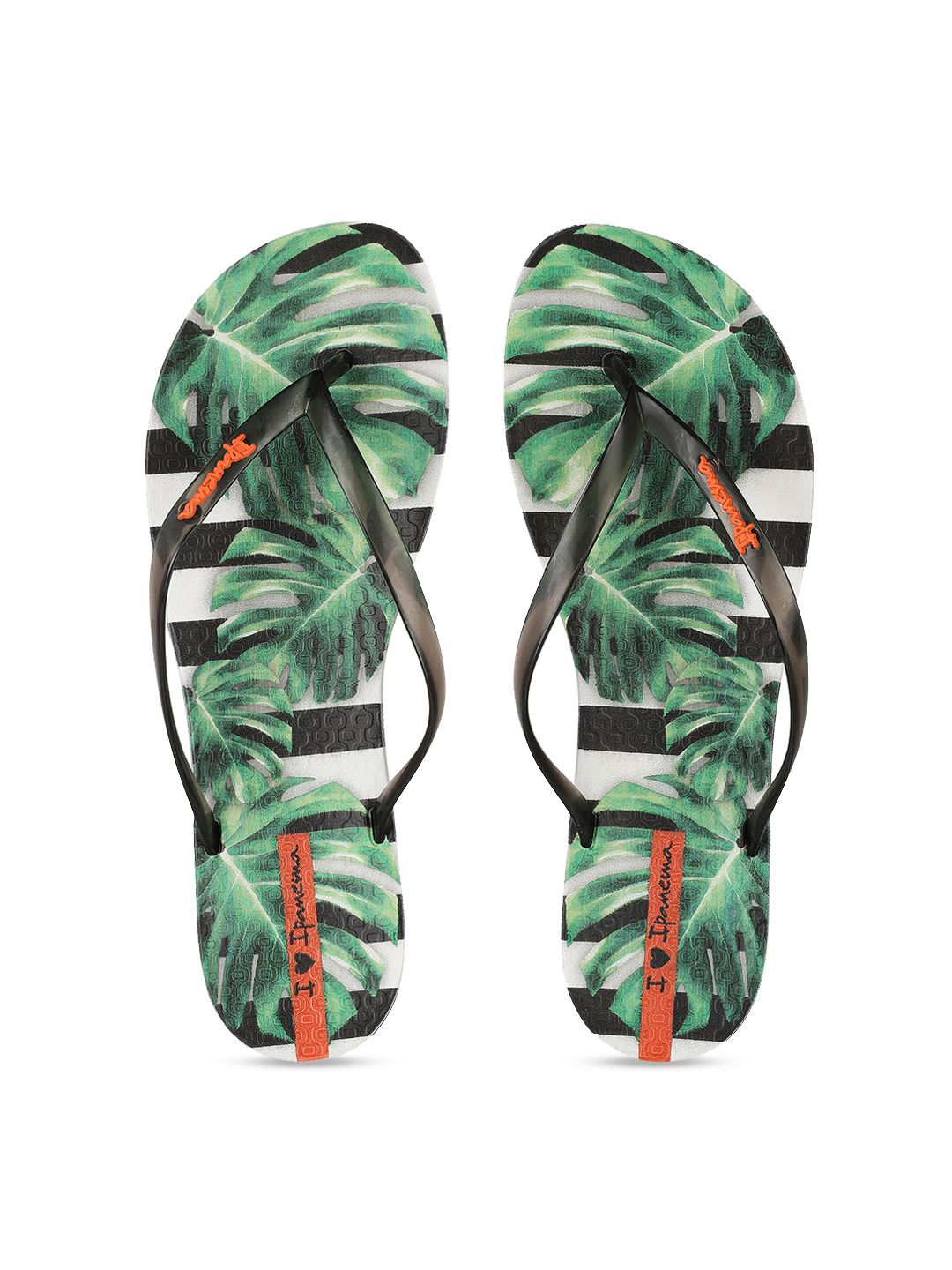 iPanema Women Green & Black Printed Thong Flip-Flops Price in India