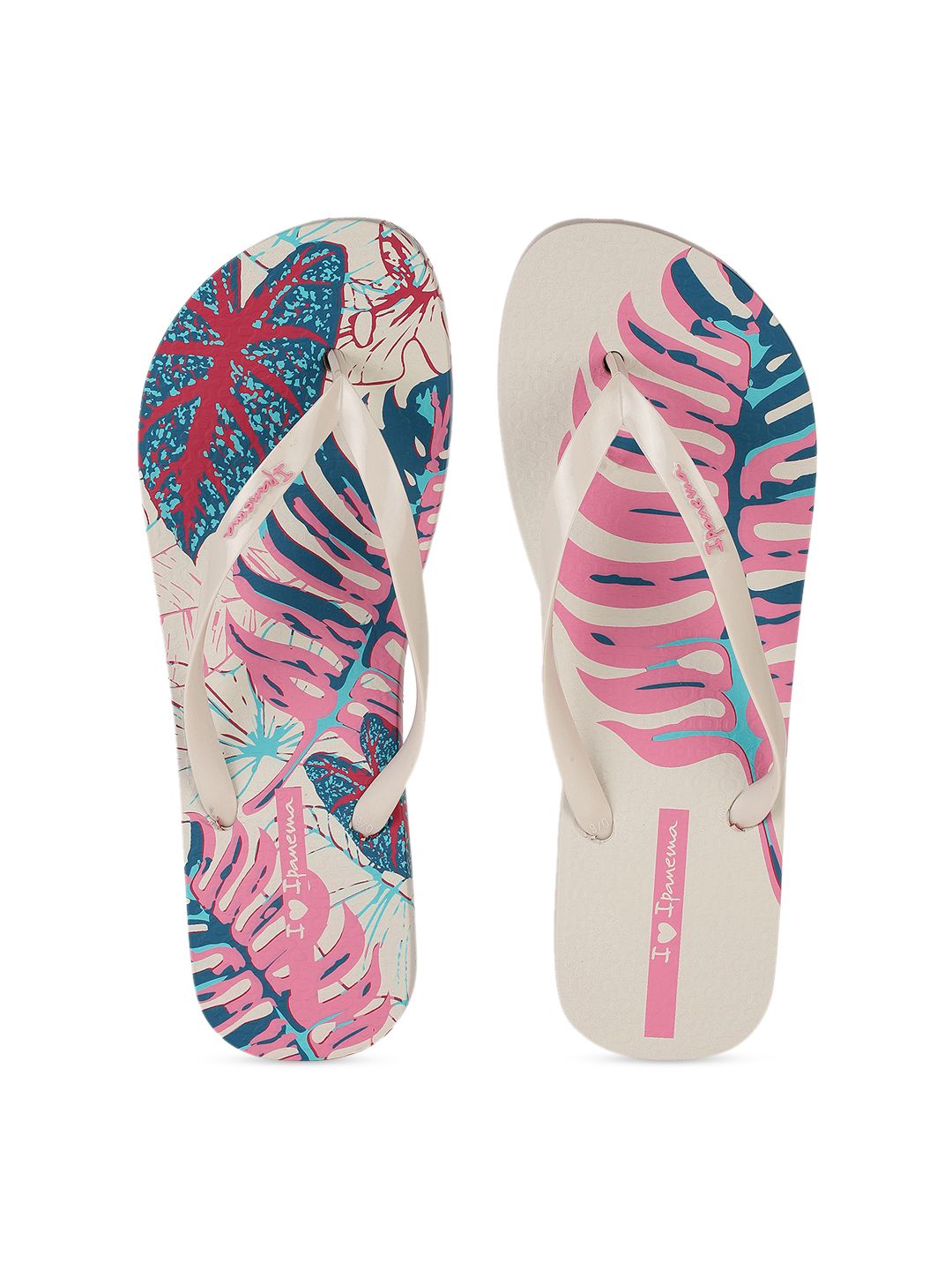 iPanema Women Off-White & Pink Printed Thong Flip-Flops Price in India