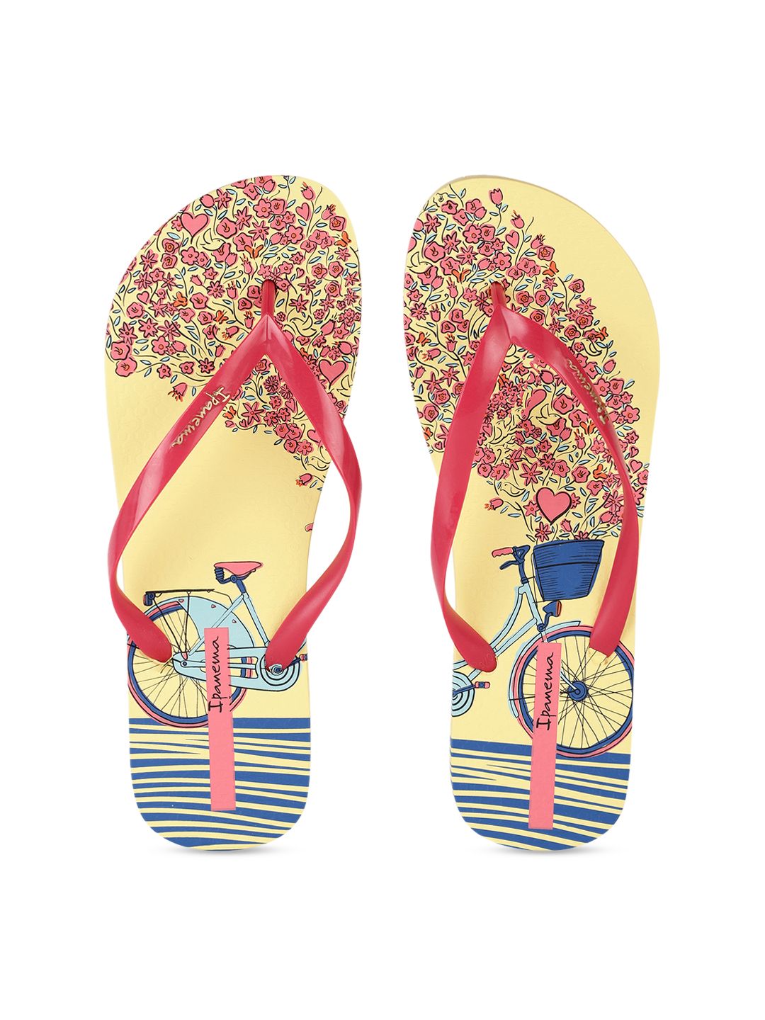 iPanema Women Yellow & Pink Printed Thong Flip-Flops Price in India