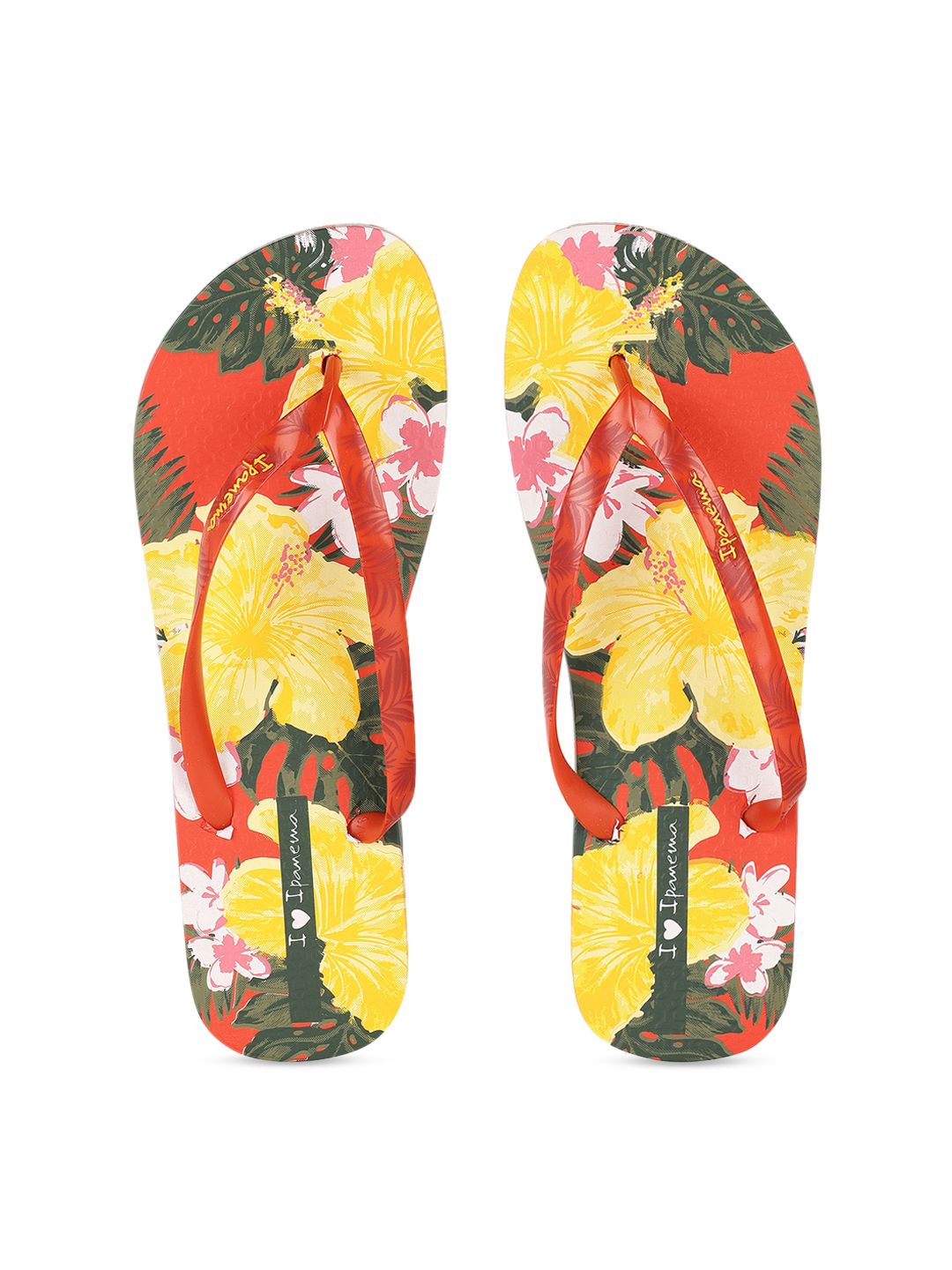 iPanema Women Red & Yellow Floral Print Thong Flip-Flops Price in India