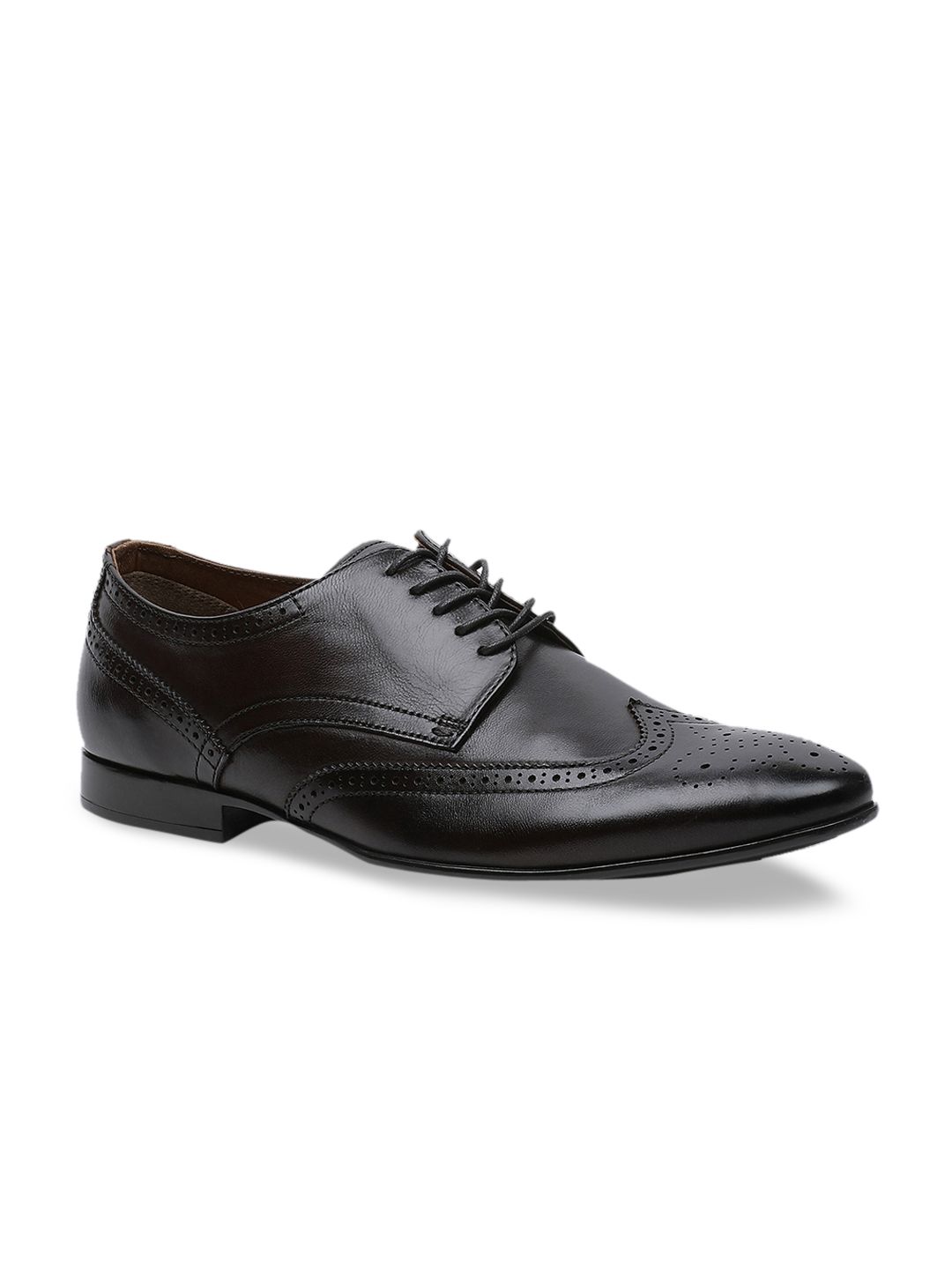 Aldo Men Black Leather Pointed Toe Derby Formal Shoes