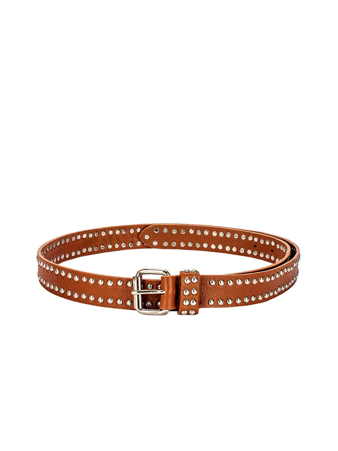 Eske Women Brown Embellished Leather Belt Price in India