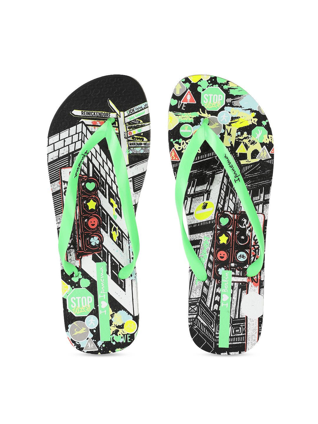 iPanema Women Green & Black Printed Thong Flip-Flops Price in India