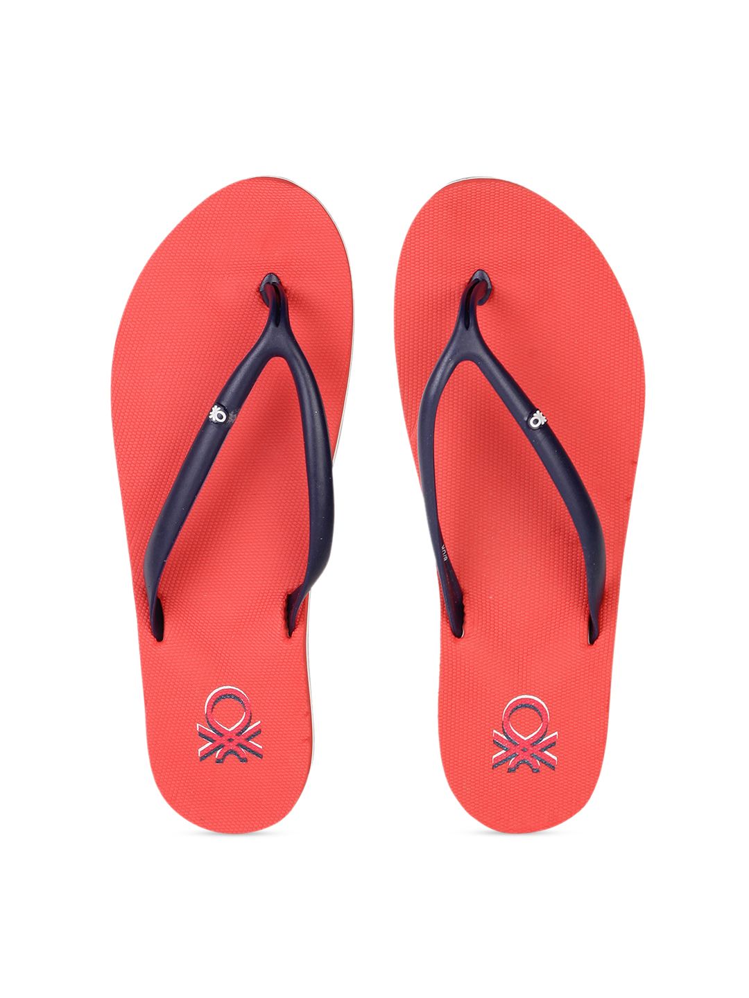 United Colors of Benetton Women Red Printed Thong Flip-Flops Price in India