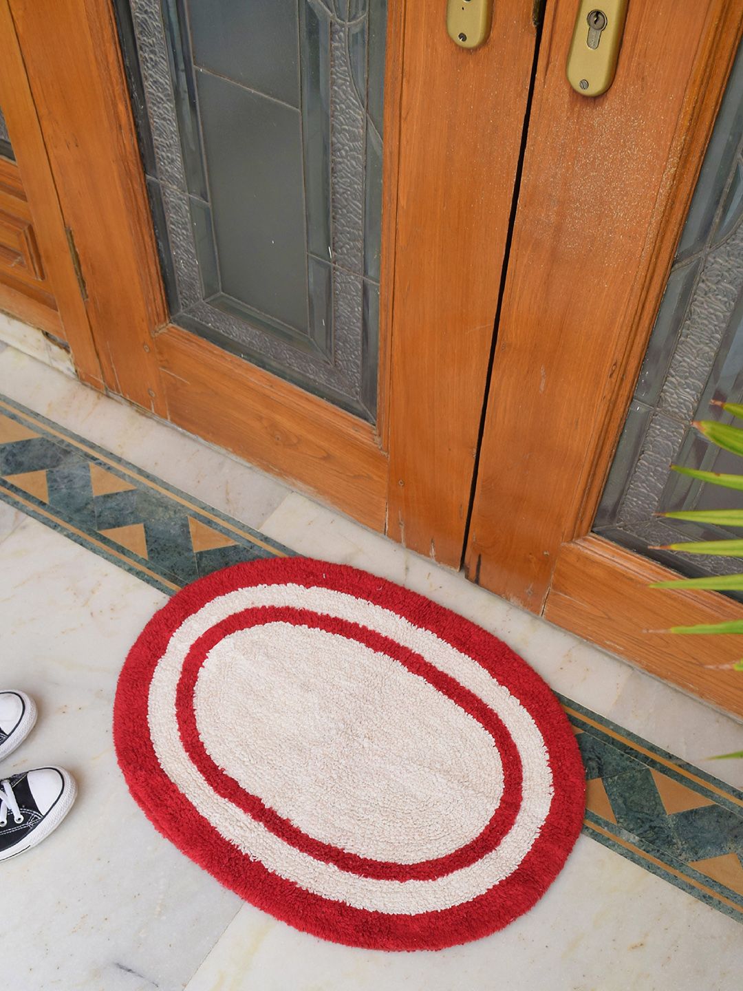Avira Home Red & White 1500GSM Cotton Reversible Doormat Price in India