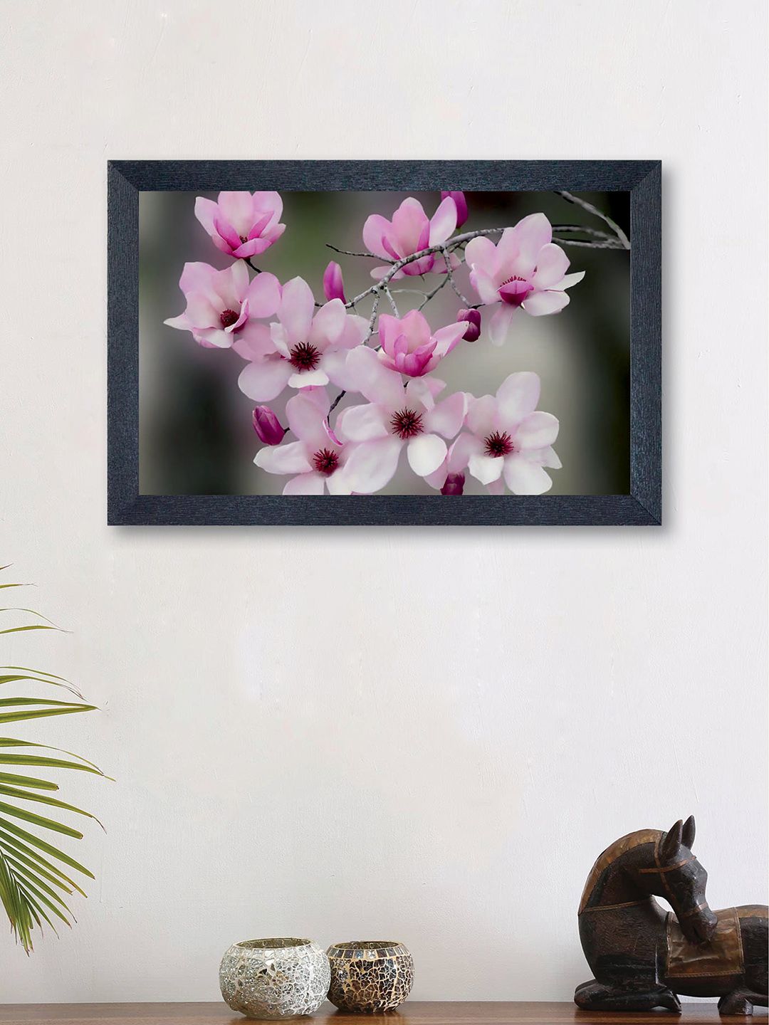 nest ART Pink & Grey Flowers Synthetic Wood Wall Art Price in India