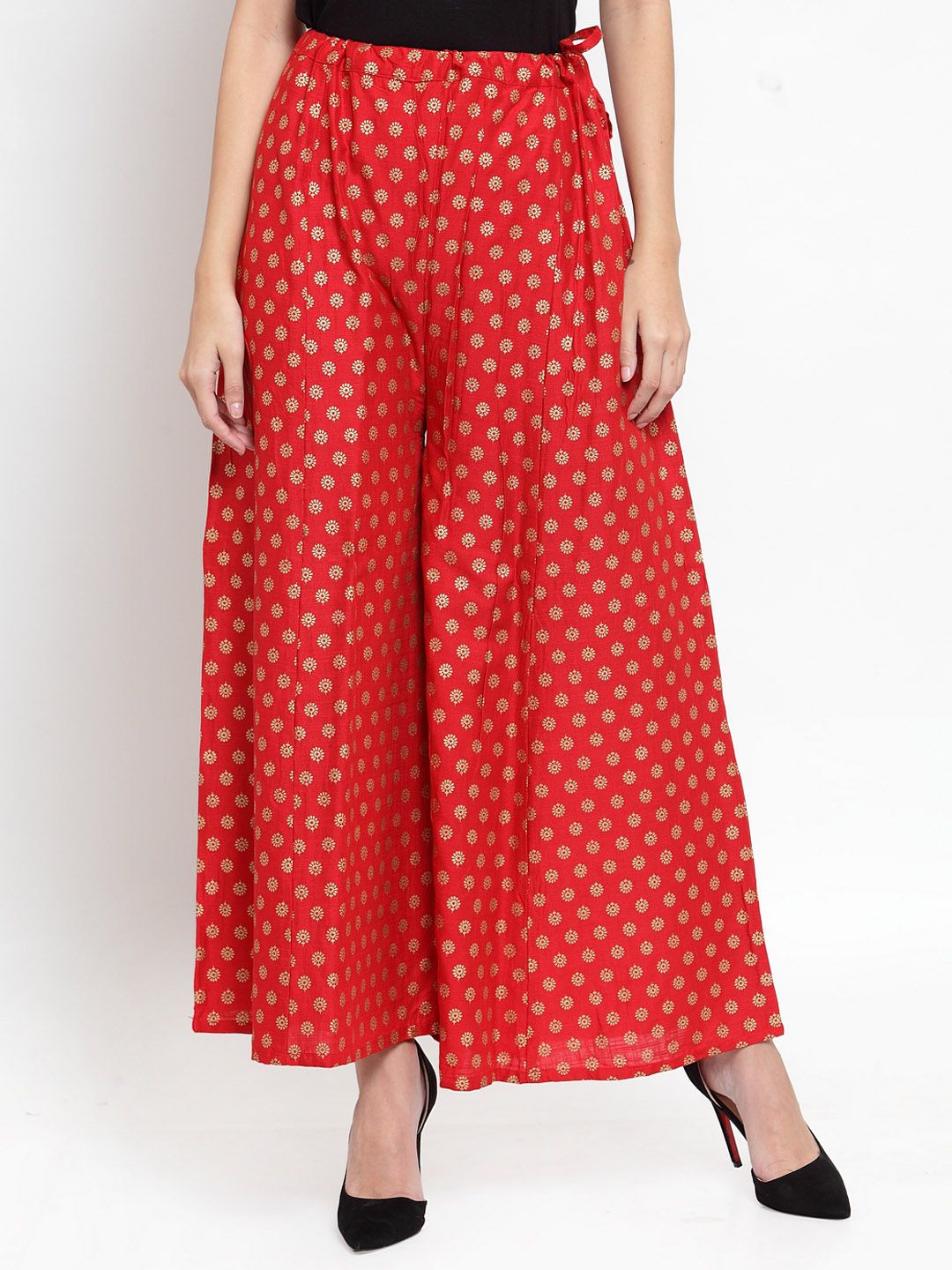 Clora Creation Women Red Printed Flared Palazzos Price in India