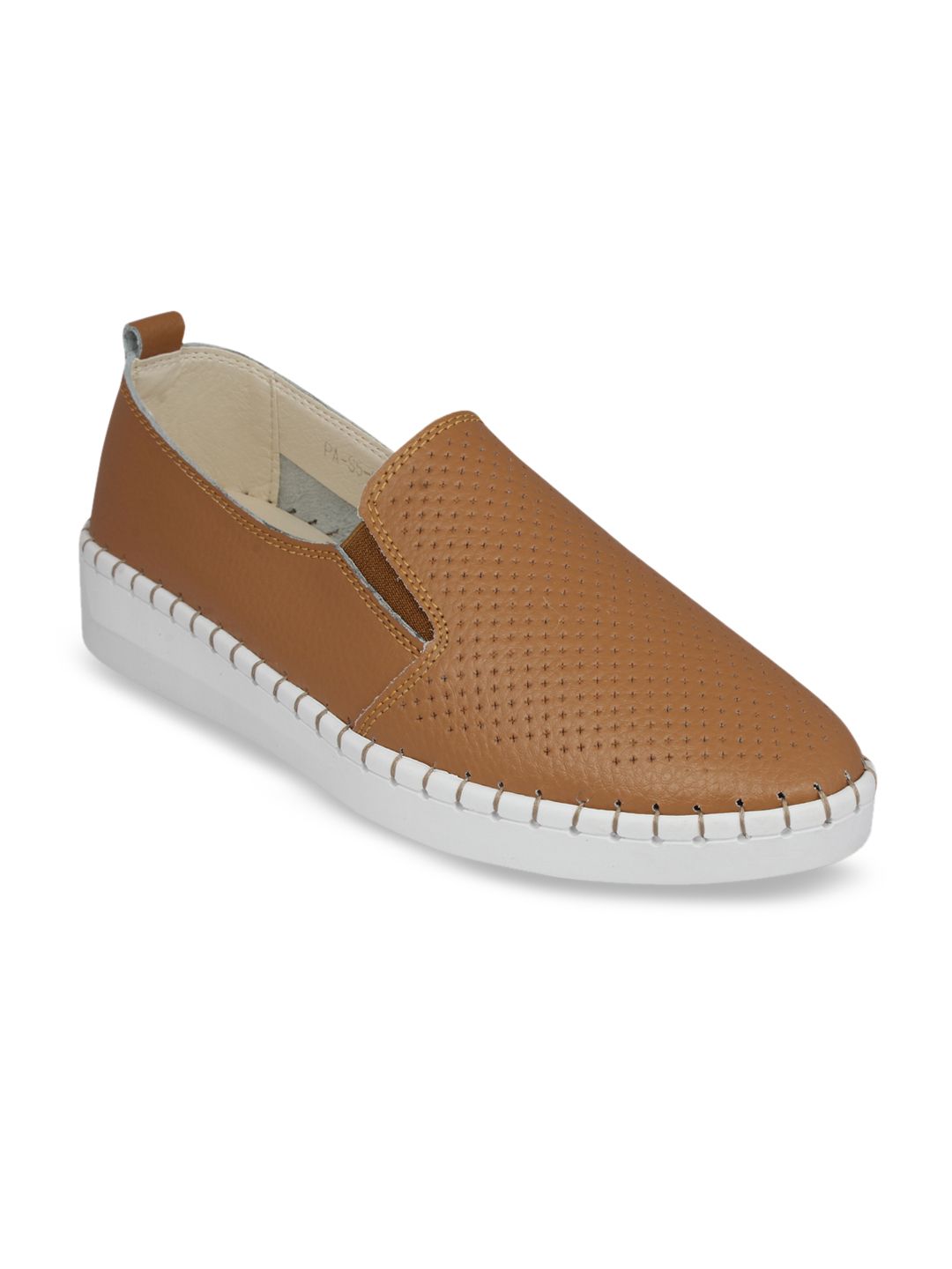 pelle albero Women Khaki Perforated Slip-On Sneakers Price in India