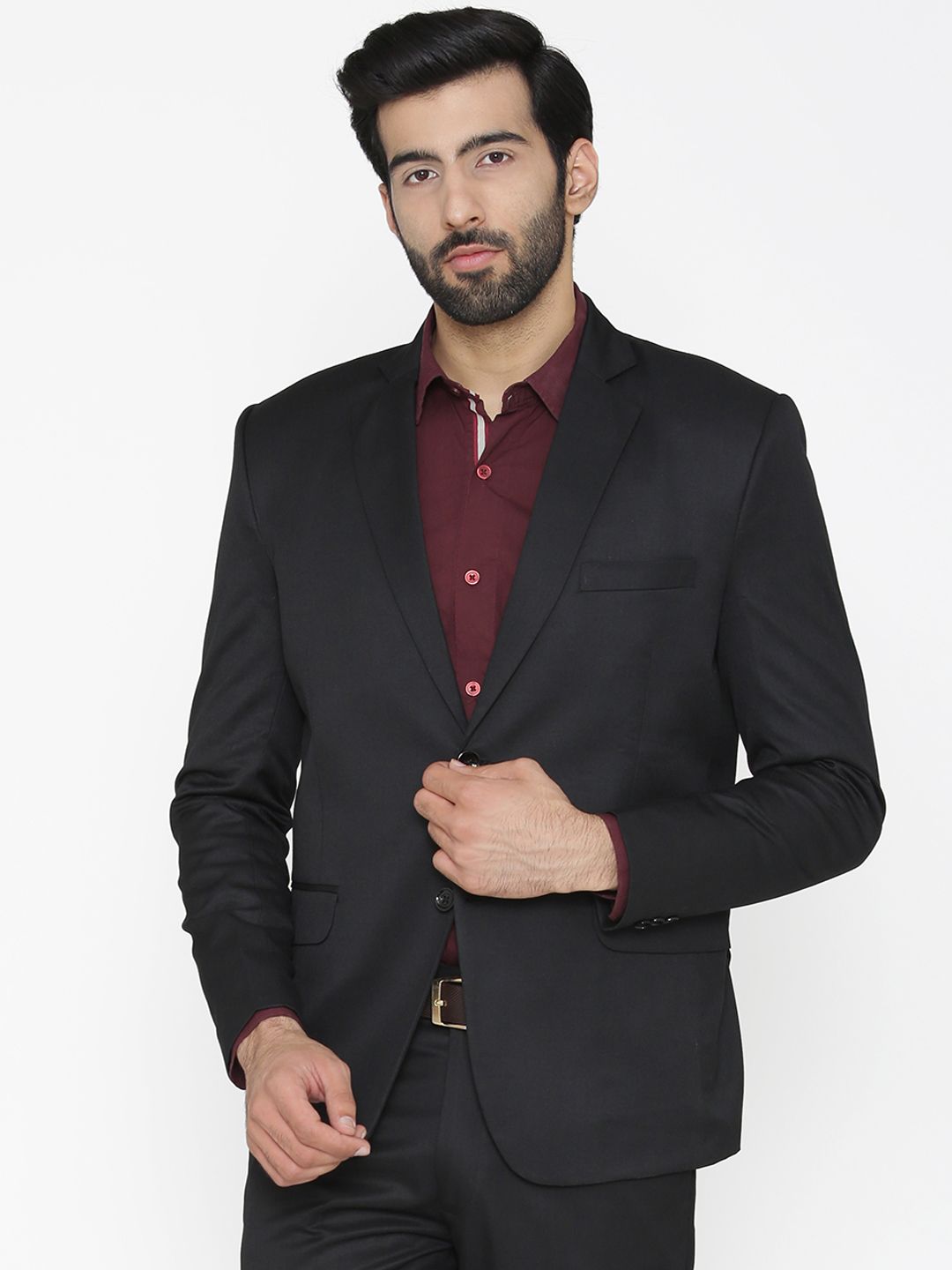 Wintage Men Black Solid Tailored Fit Single-Breasted Formal Blazer