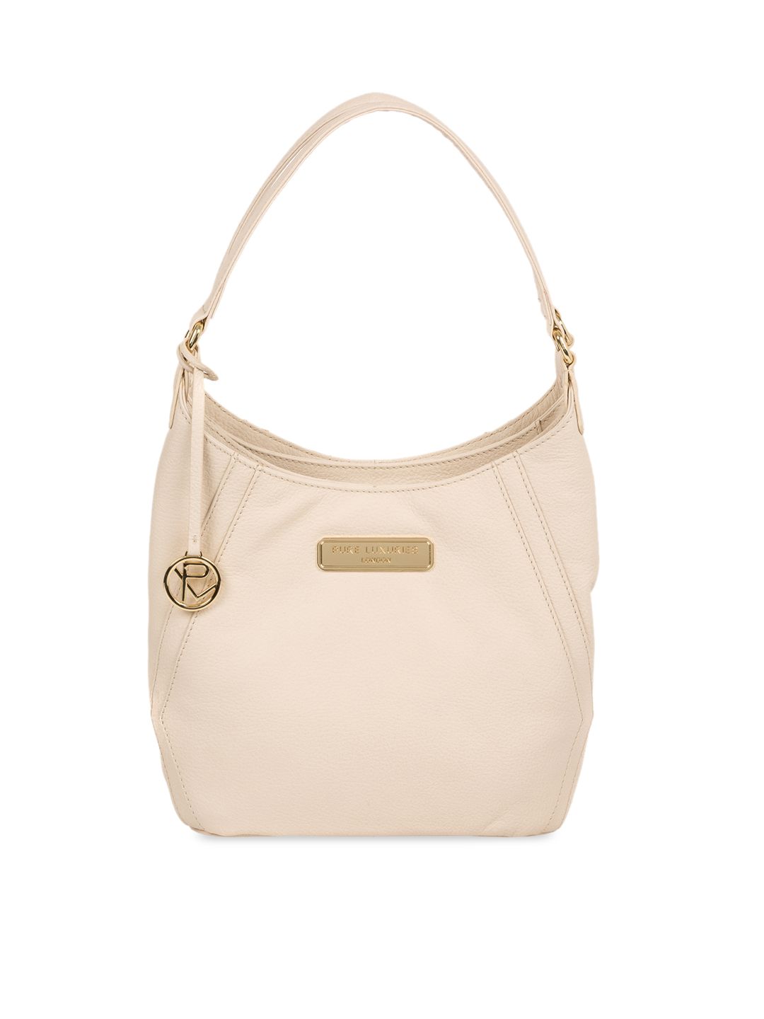 PURE LUXURIES LONDON Women Cream Coloured Solid Genuine Leather Abigail Tote Bag Price in India