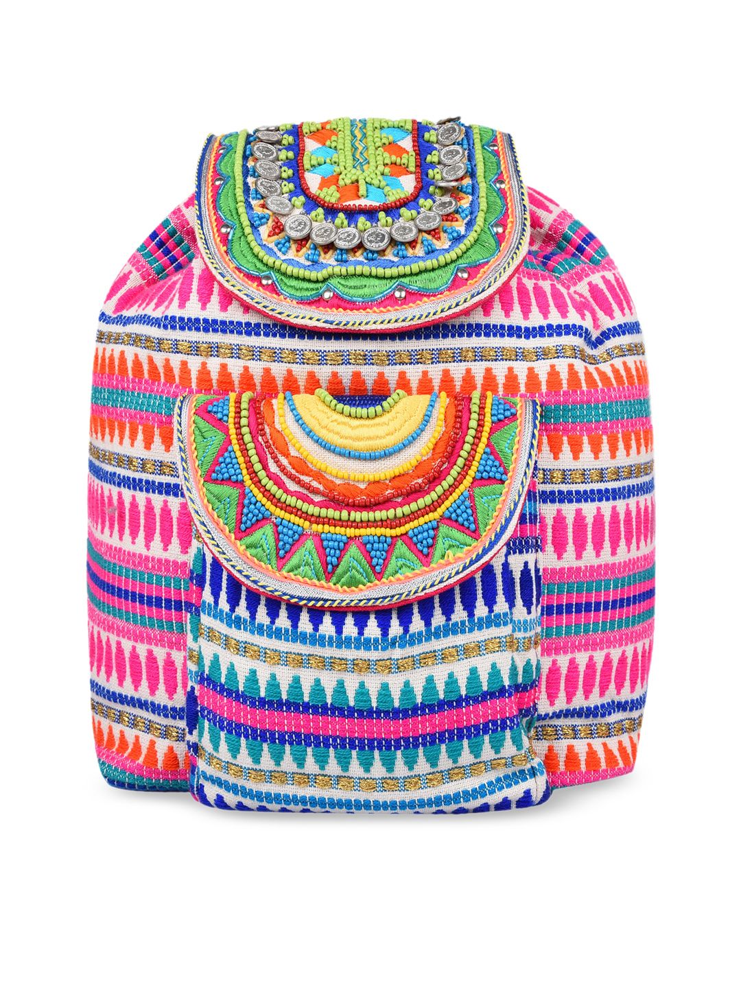 Anekaant Women Multicoloured Textured Backpack Price in India