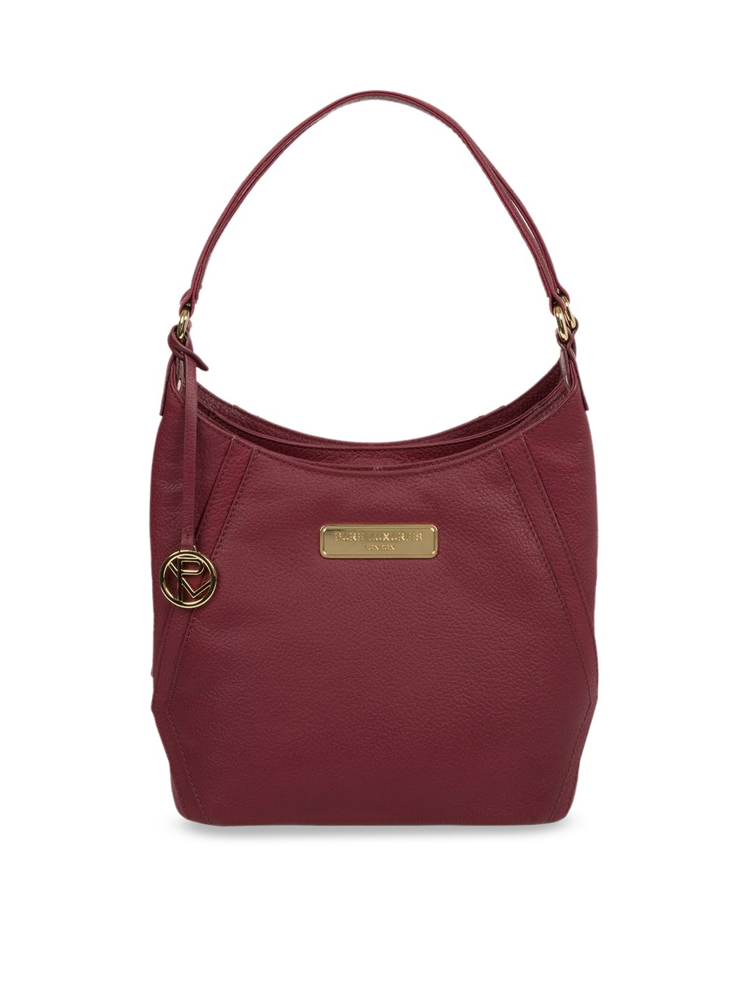 PURE LUXURIES LONDON Women Maroon Solid Genuine Leather Abigail Tote Bag Price in India