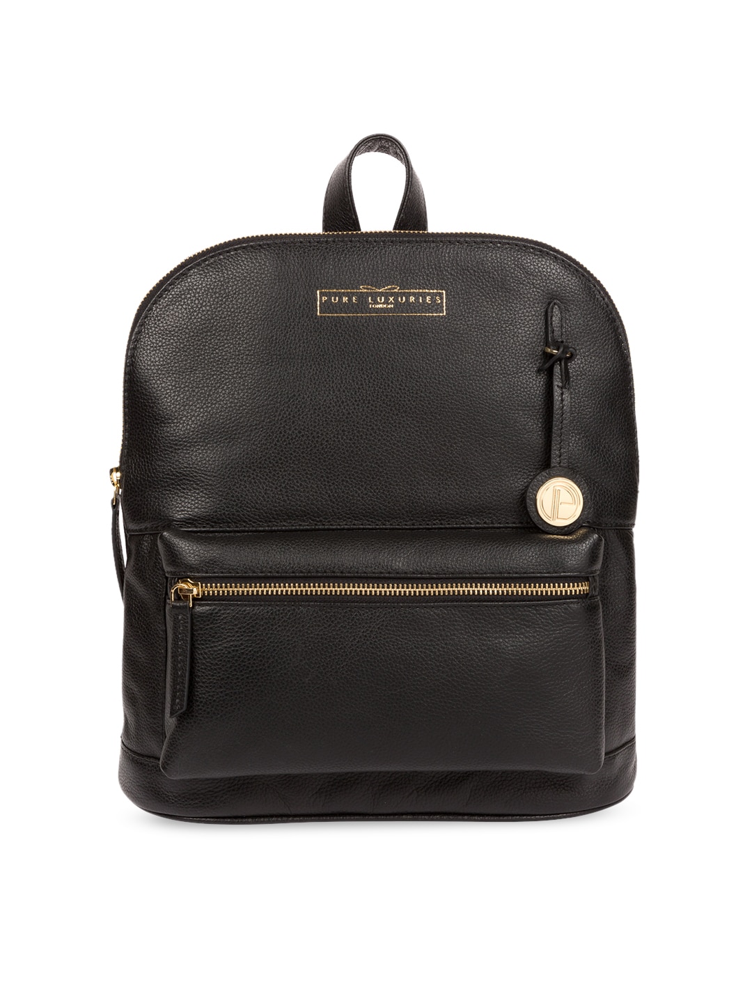 PURE LUXURIES LONDON Women Black Solid Genuine Leather Kinsley Backpack Price in India