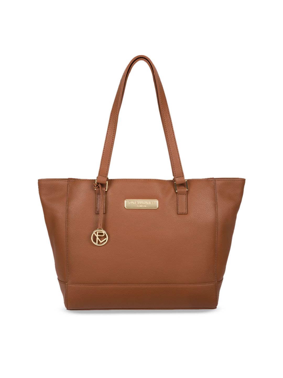 PURE LUXURIES LONDON Women Tan Brown Solid Genuine Leather Sophie Tote Bag Price in India