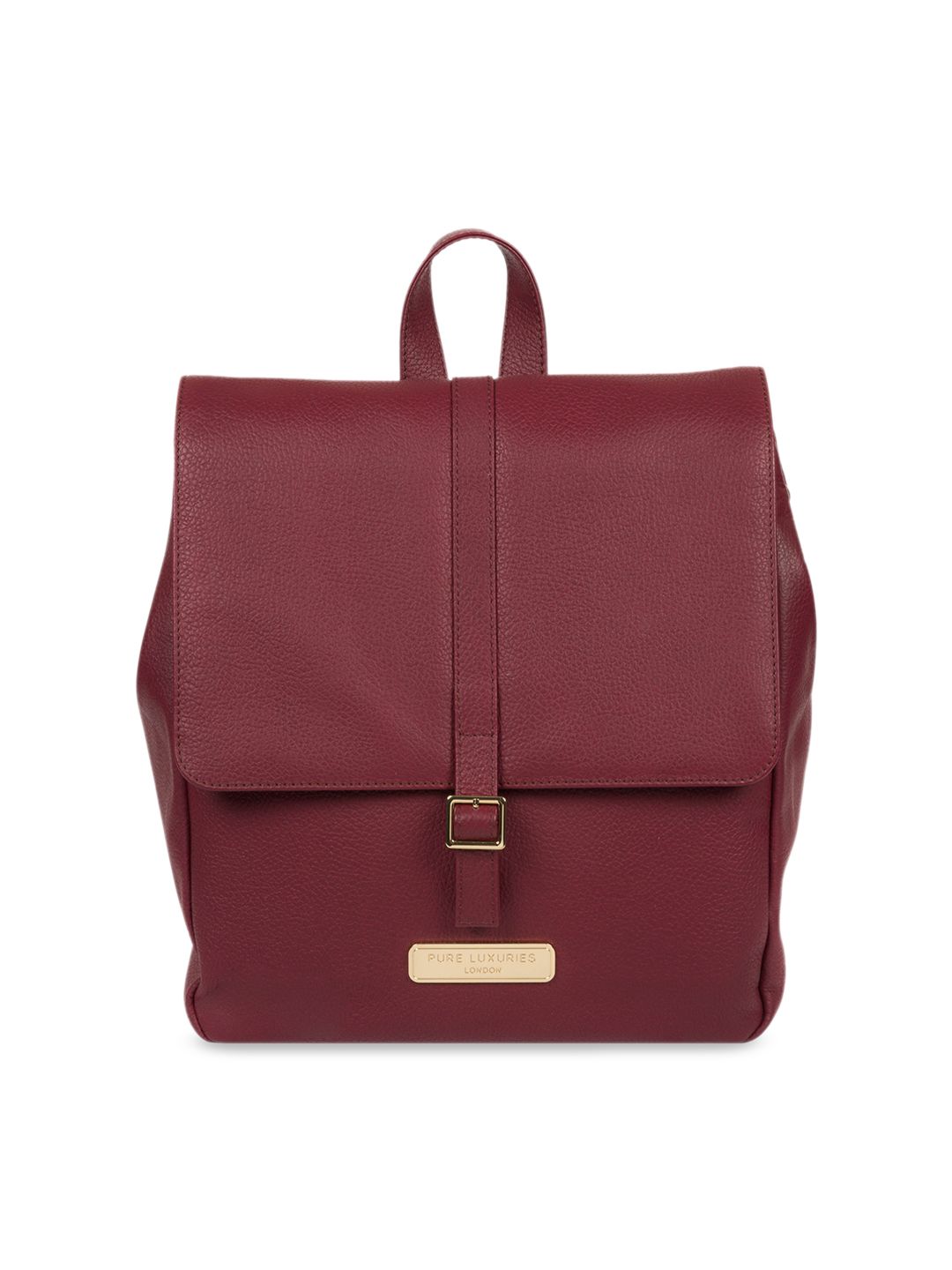 PURE LUXURIES LONDON Women Maroon Solid Genuine Leather Daisy Backpack Price in India