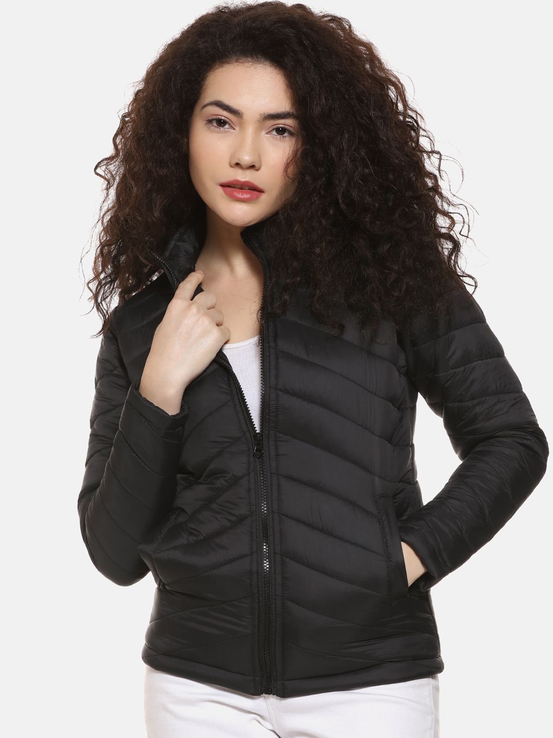 Campus Sutra Women Black Solid Jacket Price in India