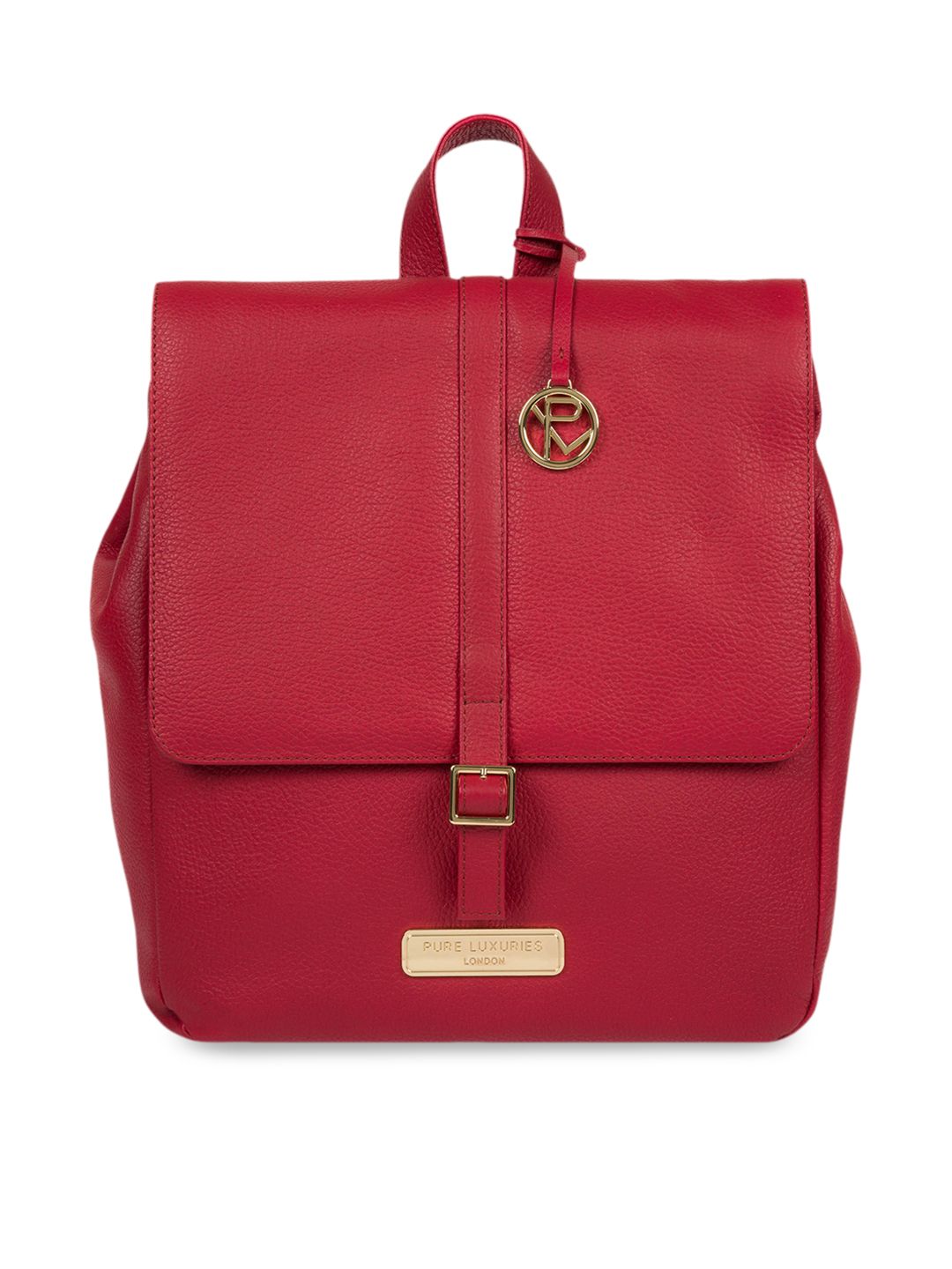 PURE LUXURIES LONDON Women Red Solid Genuine Leather Daisy Backpack Price in India