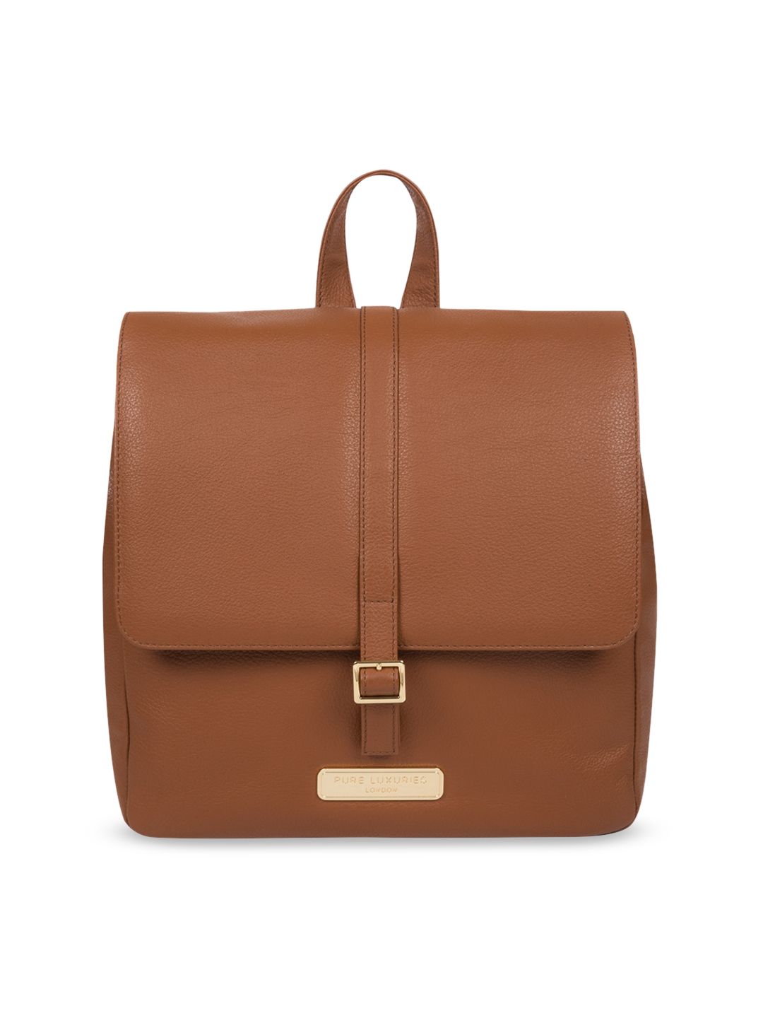 PURE LUXURIES LONDON Women Tan Brown Solid Genuine Leather Daisy Backpack Price in India