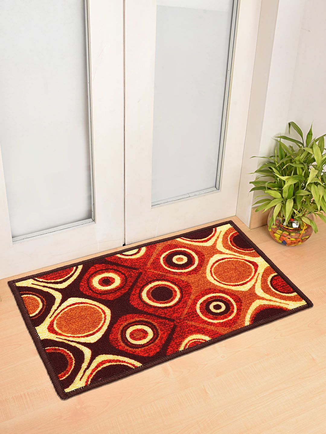 Status Maroon & Brown Printed Anti-Skid Doormat Price in India