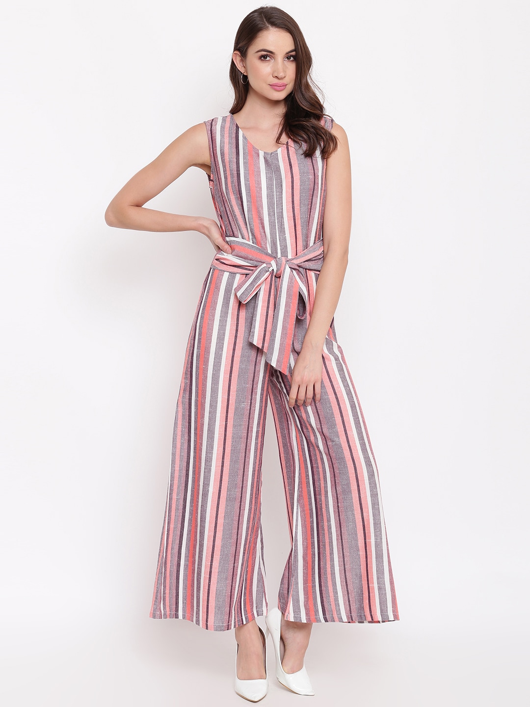 Mayra Women Multicoloured Striped Basic Jumpsuit Price in India