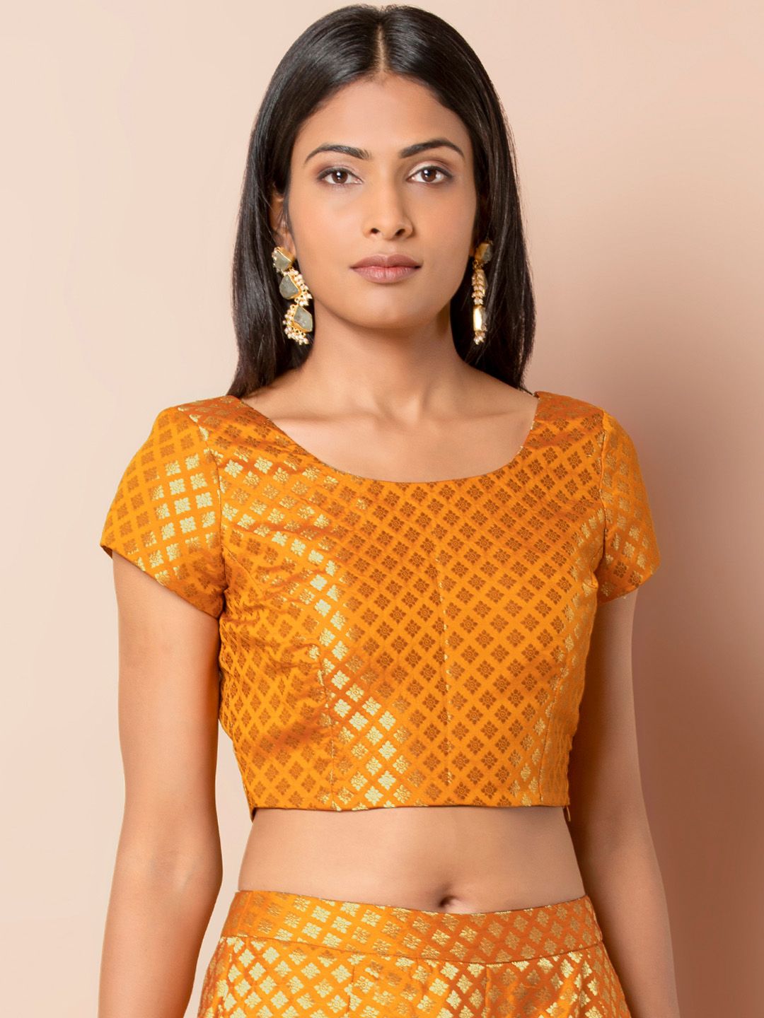 INDYA Women Mustard Yellow Printed Top