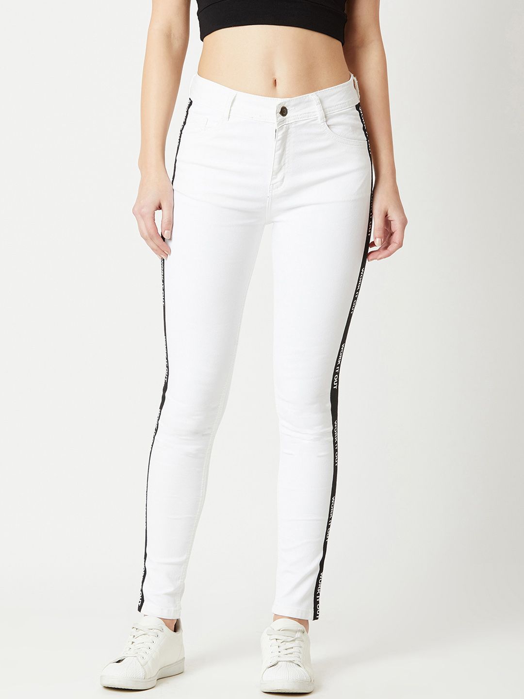 Miss Chase Women White Skinny Fit Mid-Rise Clean Look Stretchable Jeans Price in India