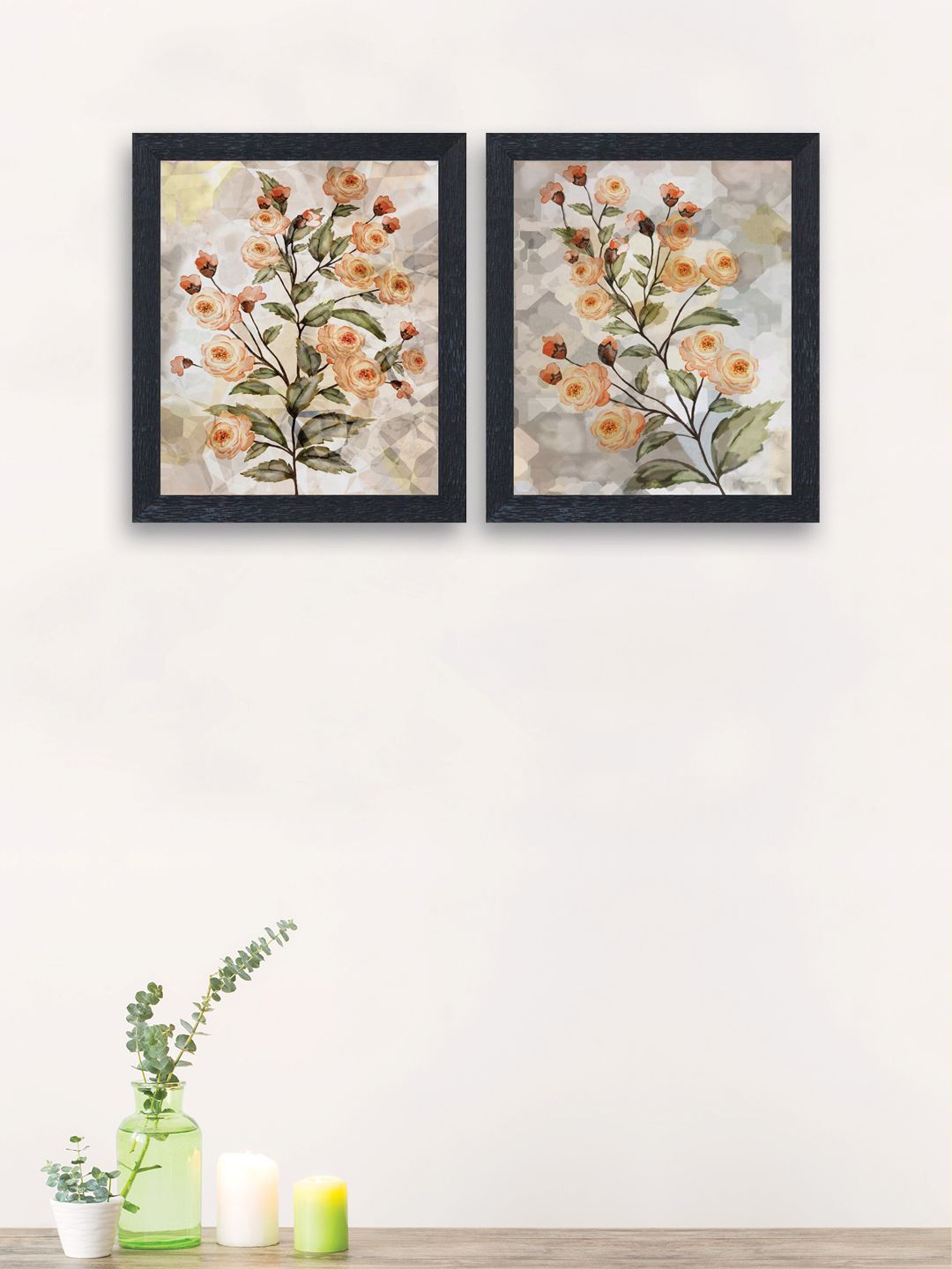 nest ART Set of 2 Multicoloured Synthetic Wood Rose Tree Wall Art Price in India