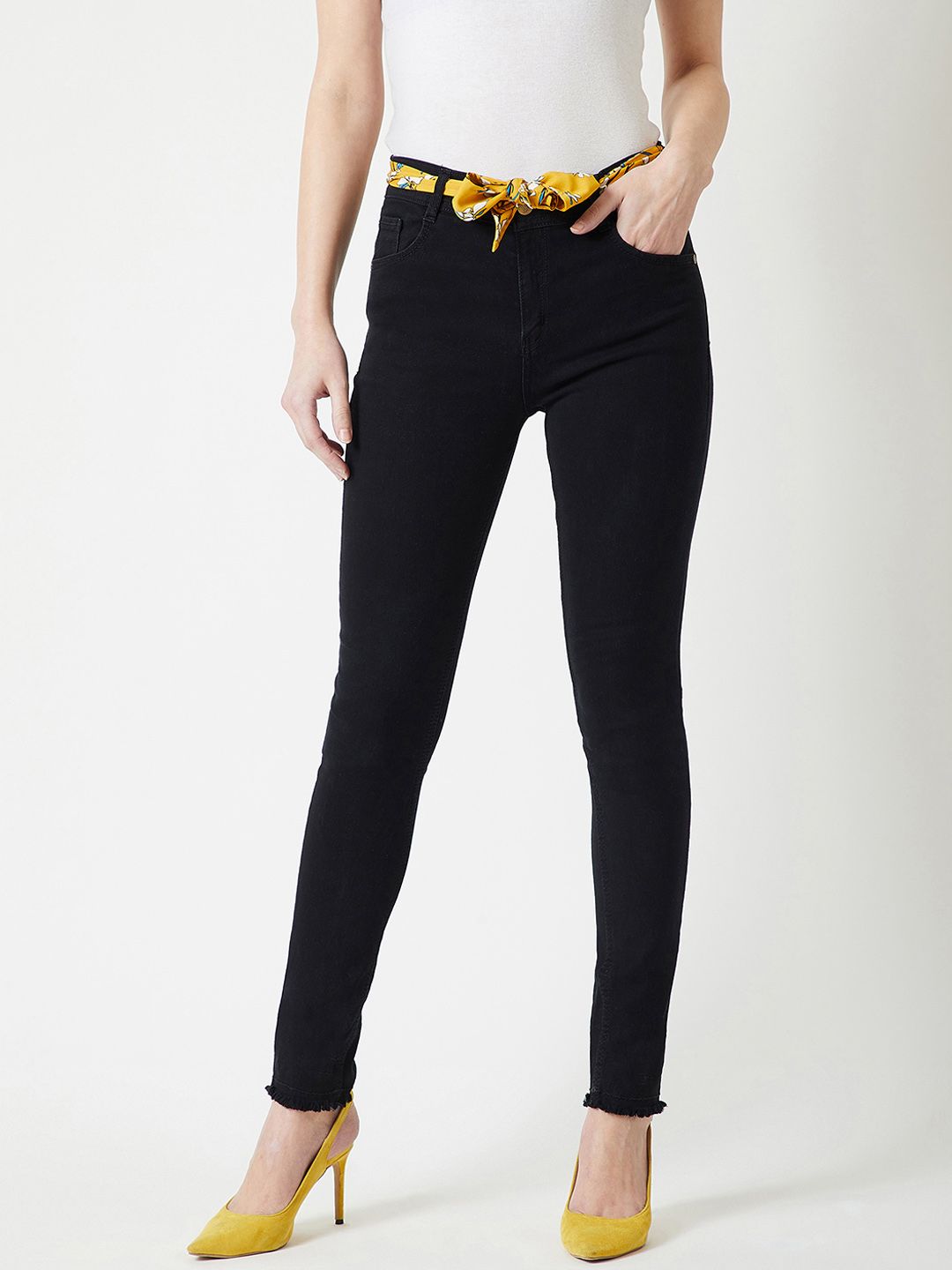 Miss Chase Women Black Slim Fit High-Rise Clean Look Stretchable Jeans Price in India