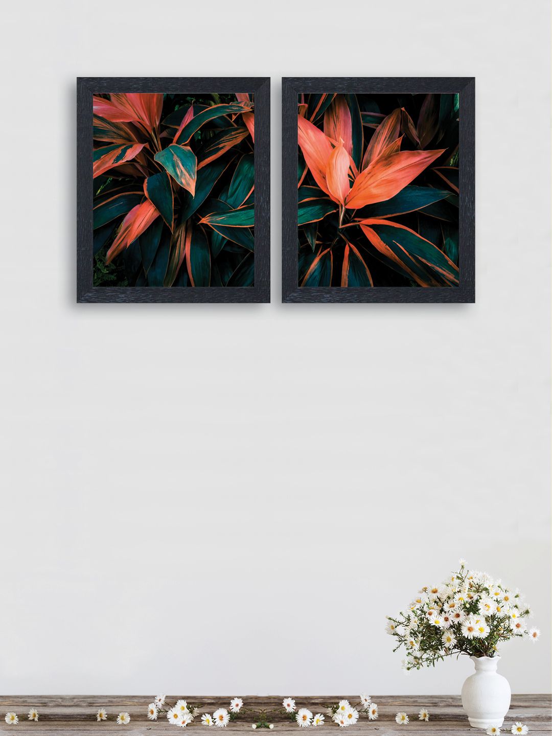 nest ART Set of 2 Multicoloured Synthetic Wood Abstract Hand-Painted Wall Arts Price in India