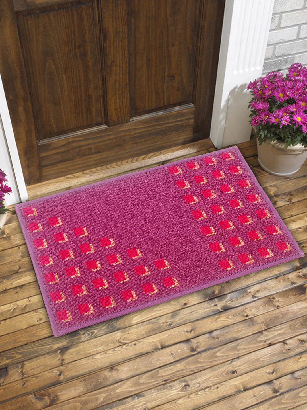 BIANCA Set of 2 Multicoloured Printed Anti-Skid Doormats Price in India