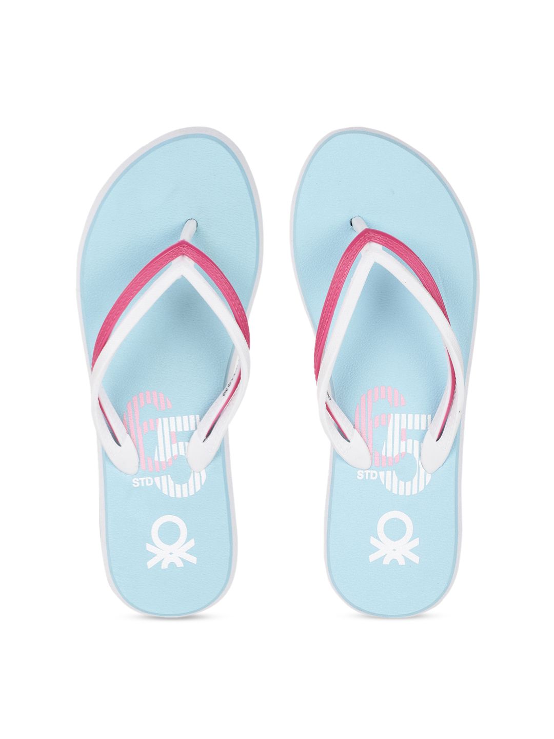 United Colors of Benetton Women Blue Printed Thong Flip-Flops Price in India