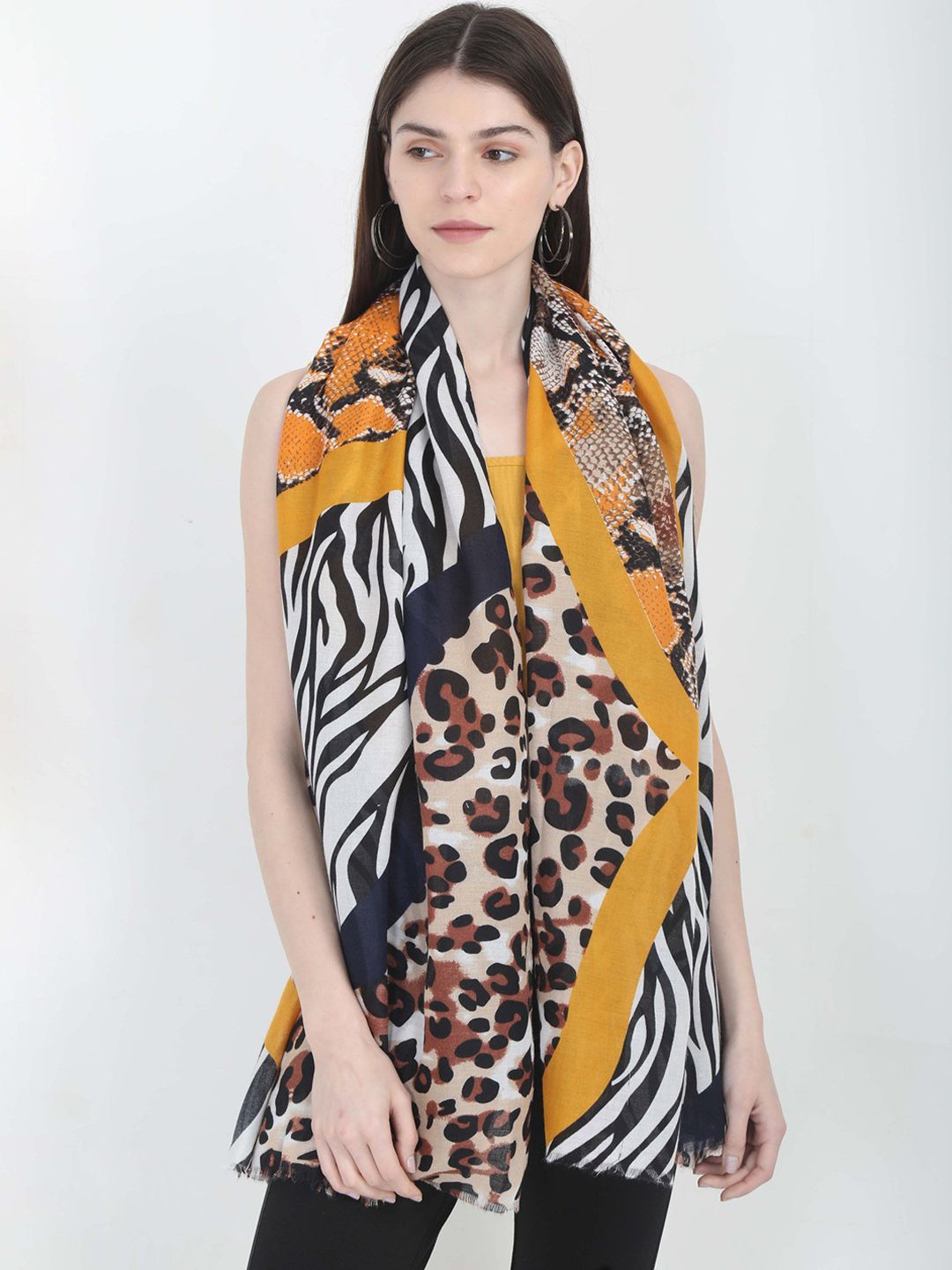 FabSeasons Women Maroon & Black Printed Scarf Price in India