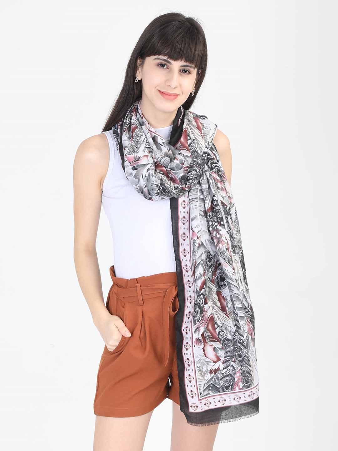 FabSeasons Women Black & Pink Printed Scarf Price in India