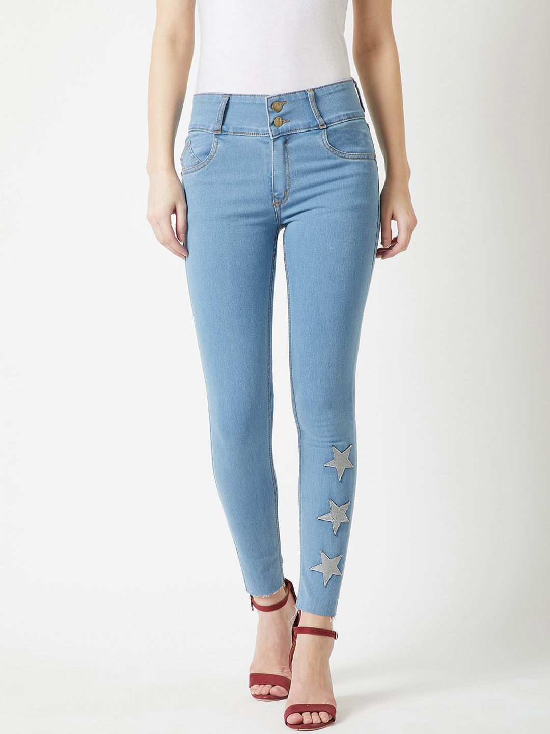 Miss Chase Women Blue Skinny Fit High-Rise Clean Look Stretchable Jeans Price in India