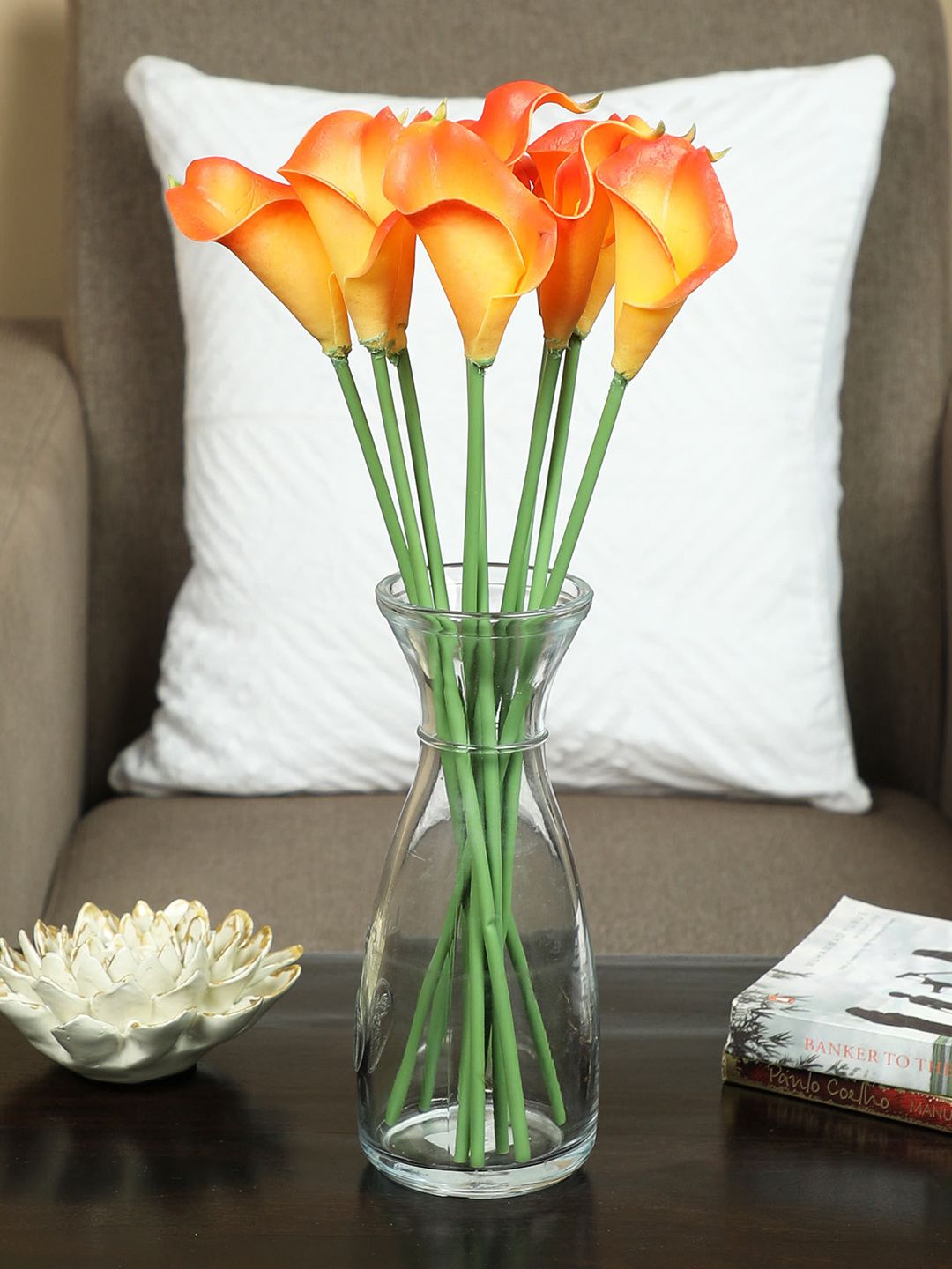 PolliNation Set of 10 Orange Artificial Callalily Flower Stems Price in India