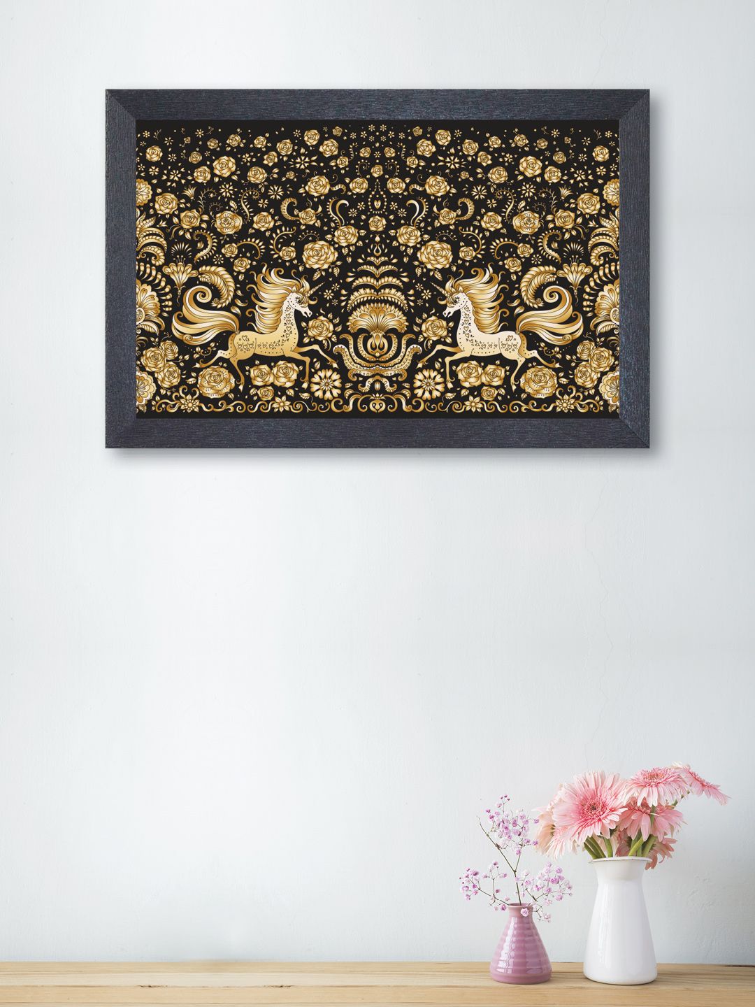 nest ART Gold-Toned & Black Wall Art Price in India