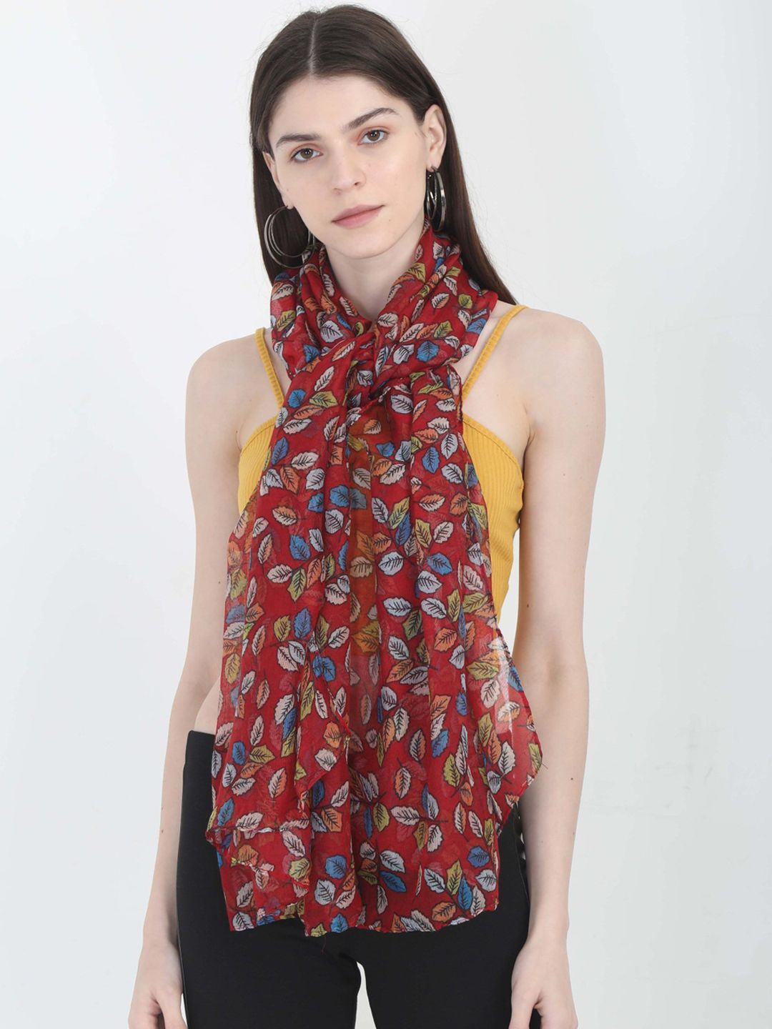 FabSeasons Women Maroon & Blue Printed Scarf Price in India