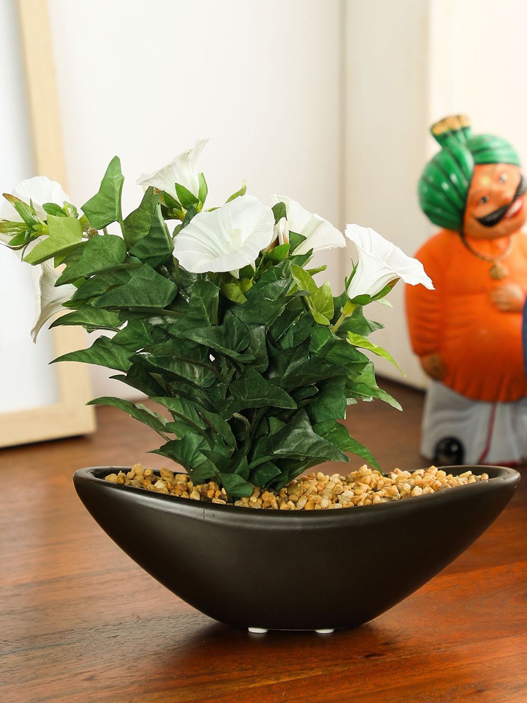 PolliNation White Artificial Morning Glory Bonsai Plant With Ceramic Pot Price in India