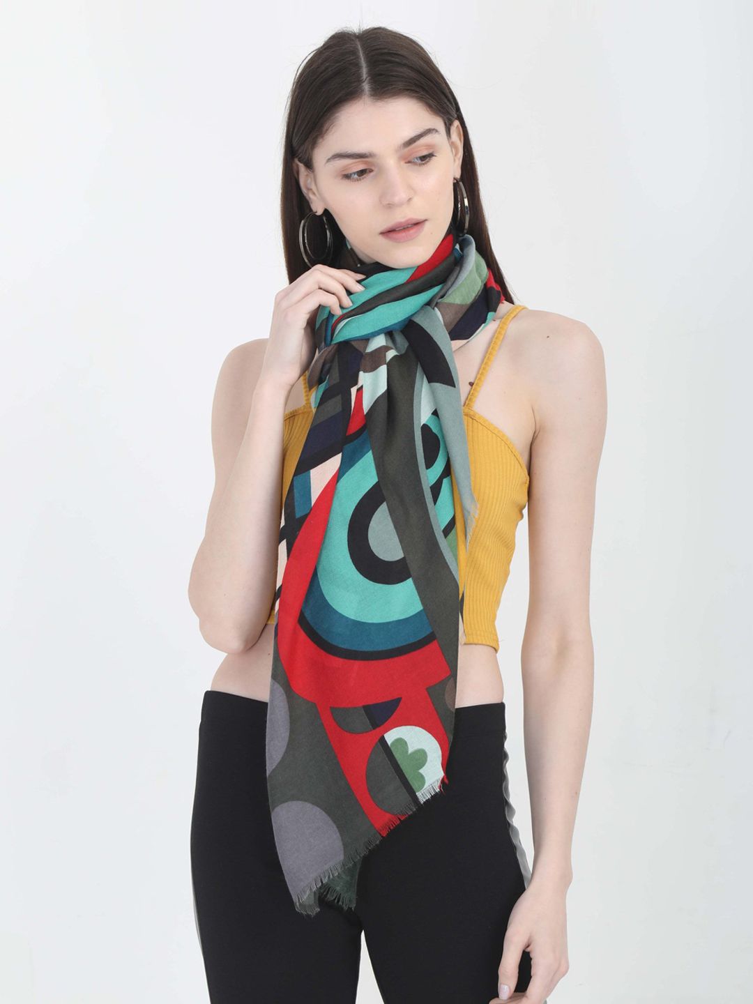 FabSeasons Women Multicoloured Printed Scarf Price in India