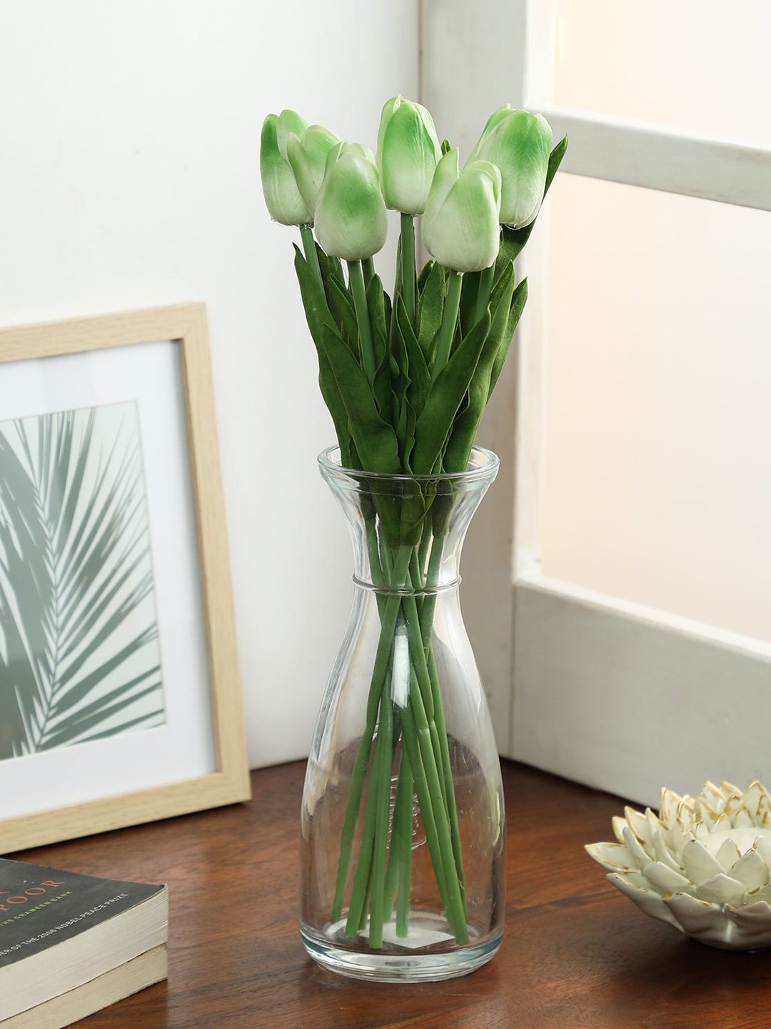 PolliNation Set of 10 Green Artificial Tulip Flower Stems Price in India