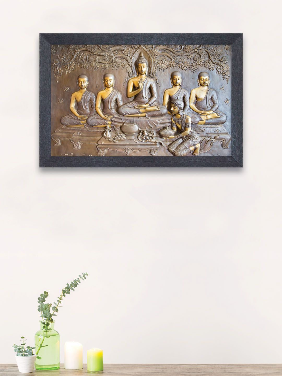 nest ART Brown & Yellow Lord Buddha Wall Art Price in India