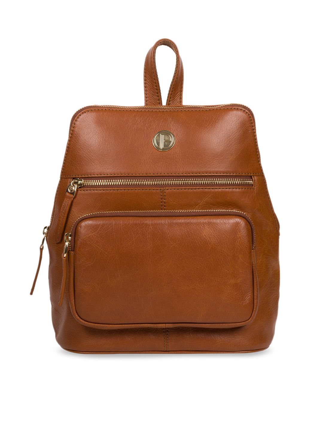 PURE LUXURIES LONDON Women Brown Solid Genuine Leather Verbena Backpack Price in India